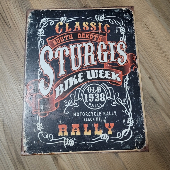 STURGIS BIKE WEEK 1938 CLASSIC RALLY , Tin SIGN. Wall Hanging . - Picture 1 of 3